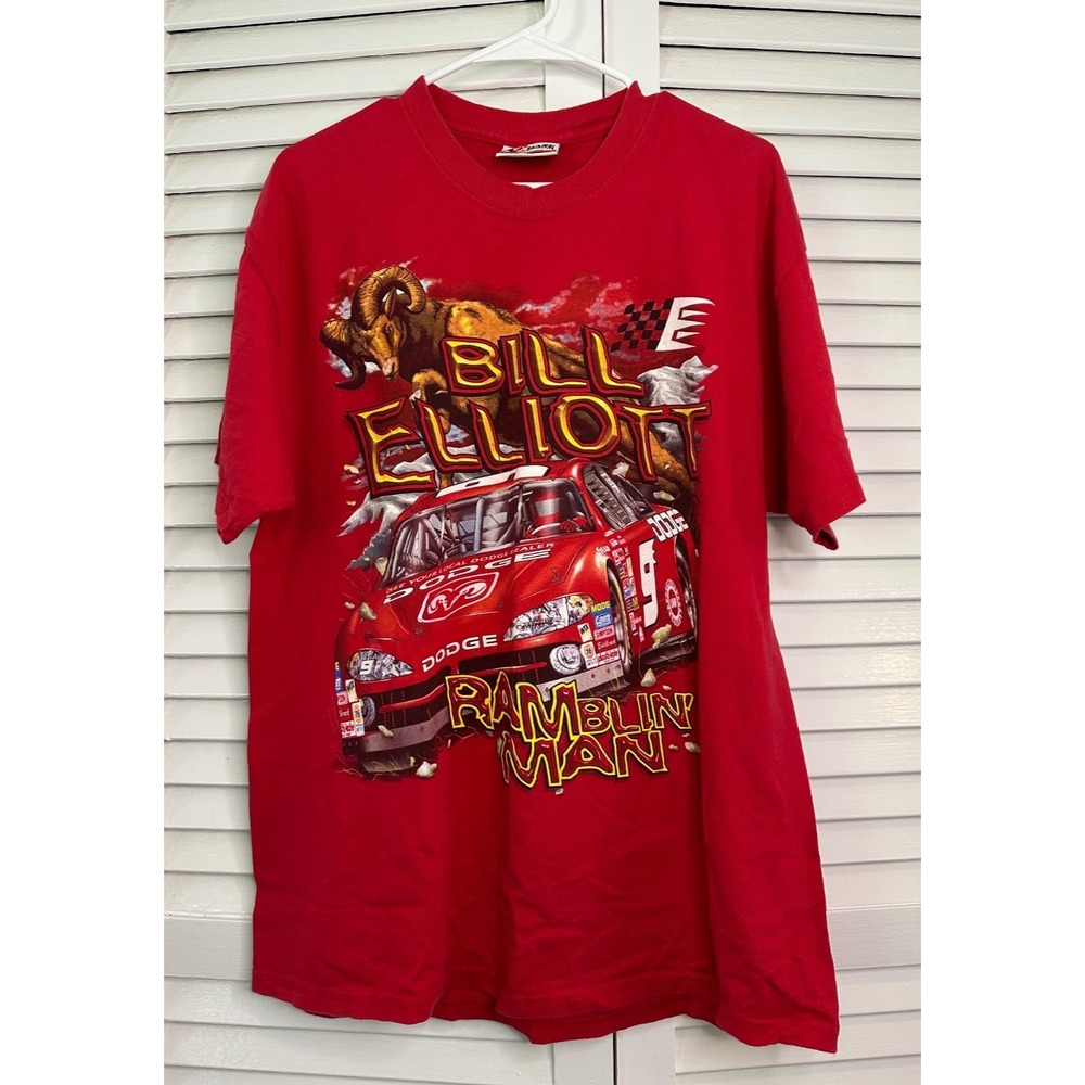 Chase Authentic Size M Red Bill Elliott #9 Dodge Ramblin' Man 2-Sided T-Shirt